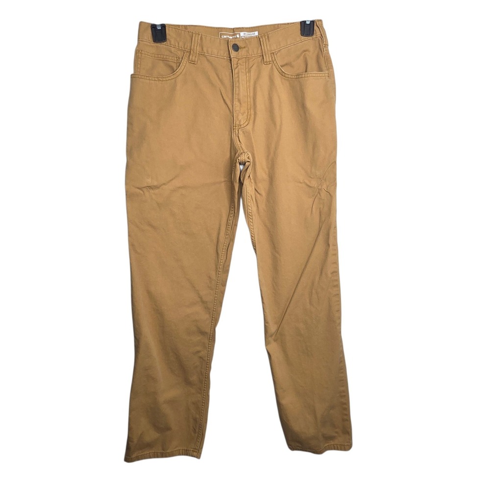 Carhartt Mens Tan Canvas Relaxed Fit 32x32 Rugged Flex Work Pants Utility Gorp